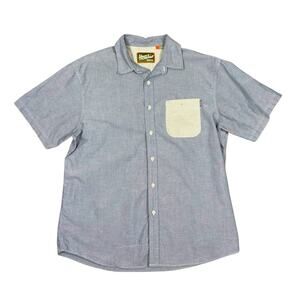 Howler Bros Short Sleeve Button Up Oxford Shirt Men's Large Chambray Blue